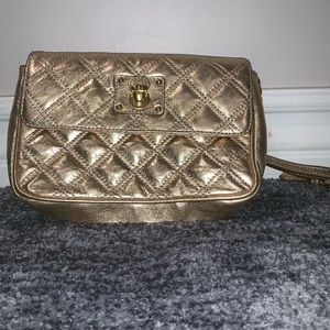 Marc Jacobs Gold Quilted Bag with Wrist Strap